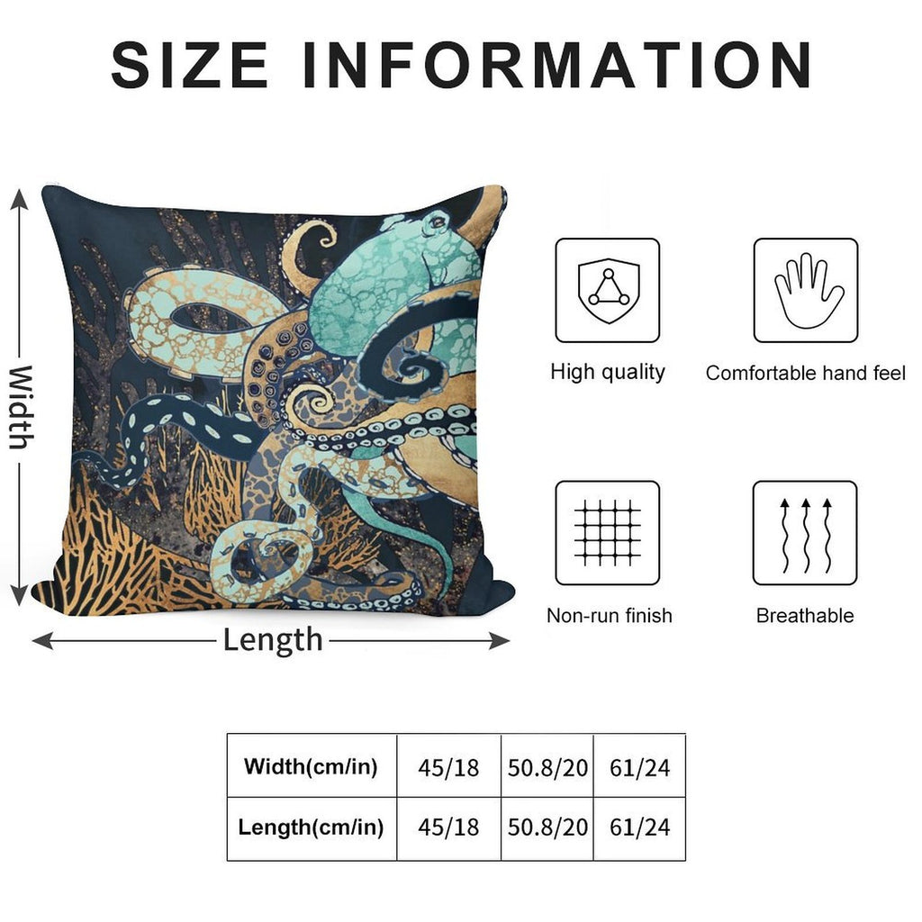 Metallic Octopus II Soft Decorative Cover Throw Pillow