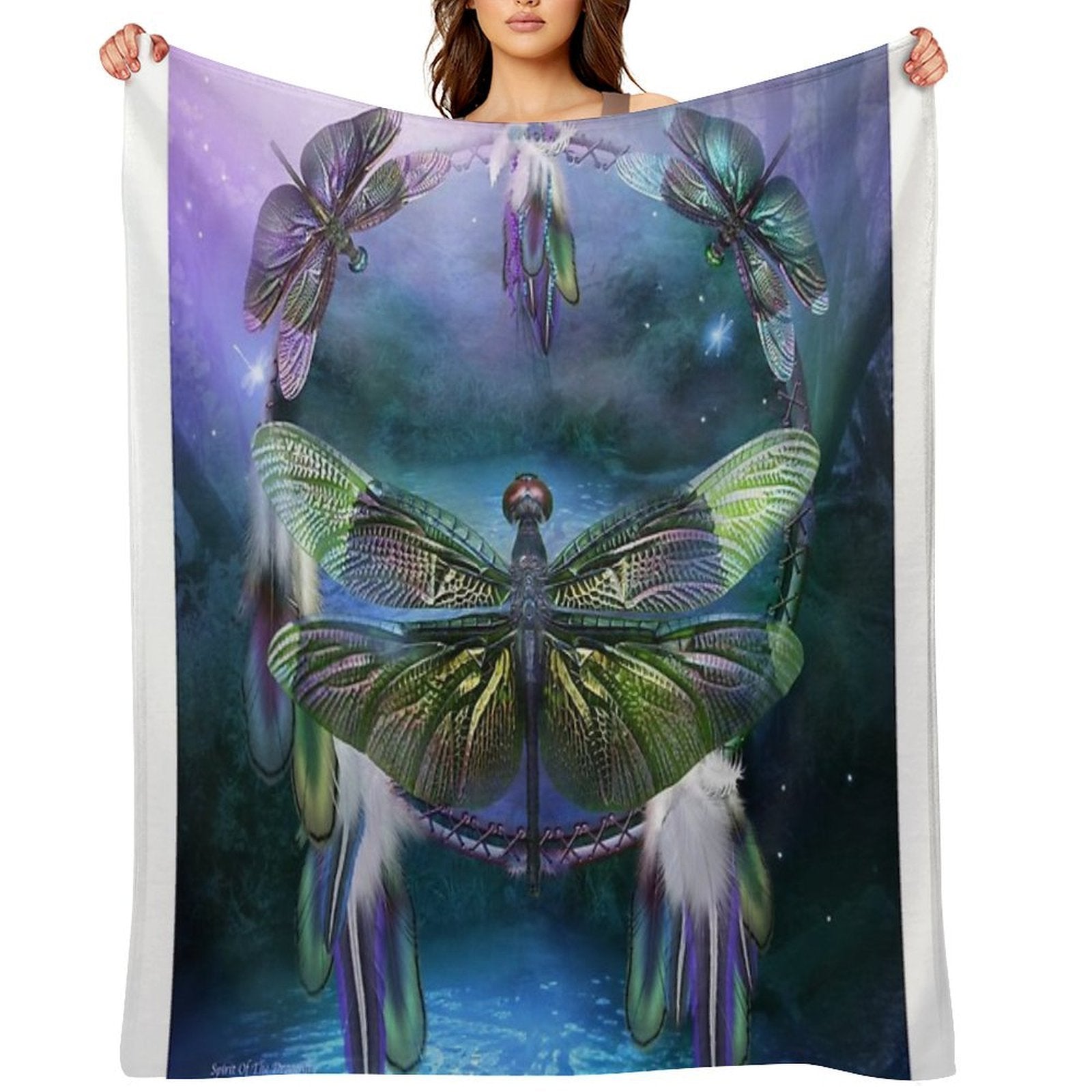 Dream Catcher - Spirit Of The Dragonfly Travel-friendly Throw Blanket