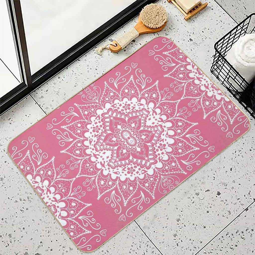 Mandala Hot Pink Durable Bath Mat