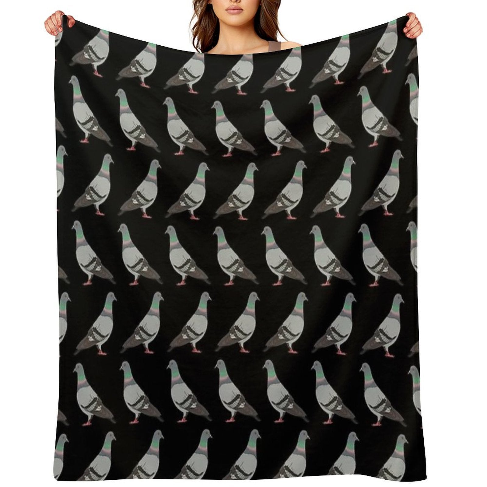 Pigeon Walk 2020, Black Background Wrinkle-free Throw Blanket