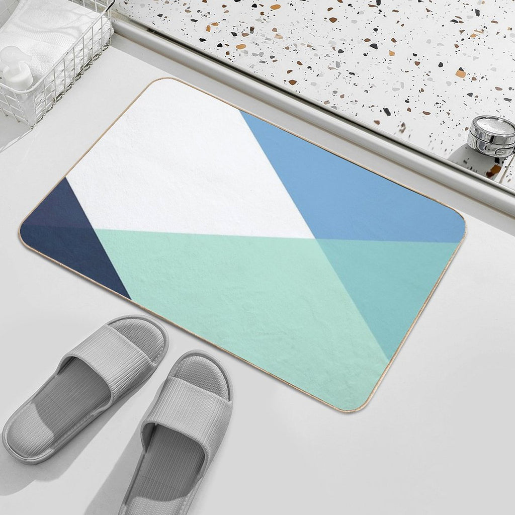 Geometrics - Seafoam & Blue Concrete  Odorless Bath Mat