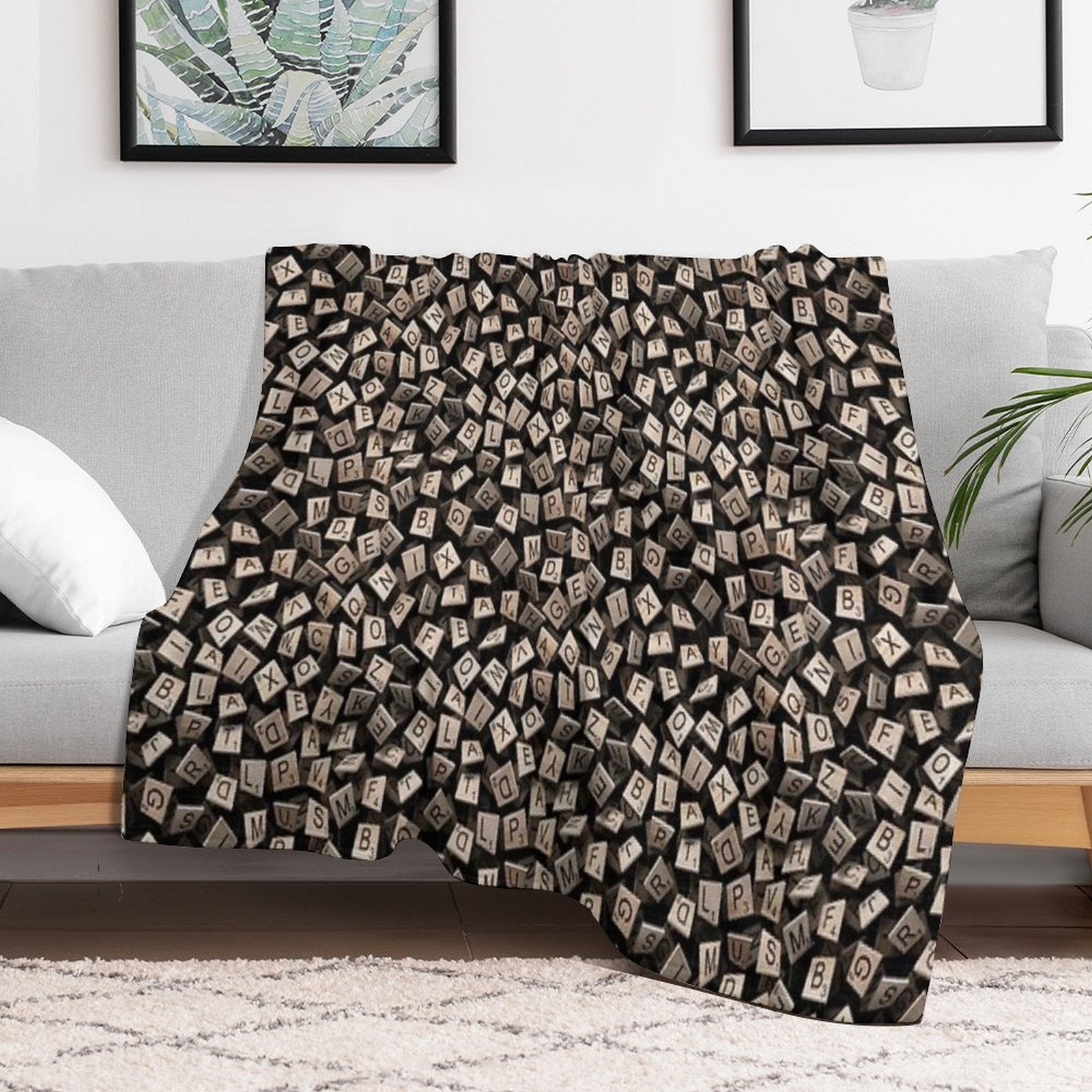 Scrabble Tile Madness Pattern Wrinkle-free Throw Blanket
