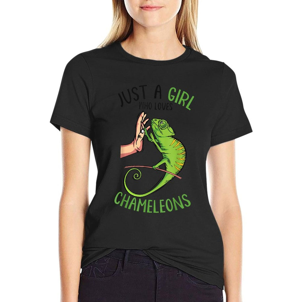 Just A Girl Who Loves Chameleons Lizard Women Girls Kids  Stretchy T-Shirt