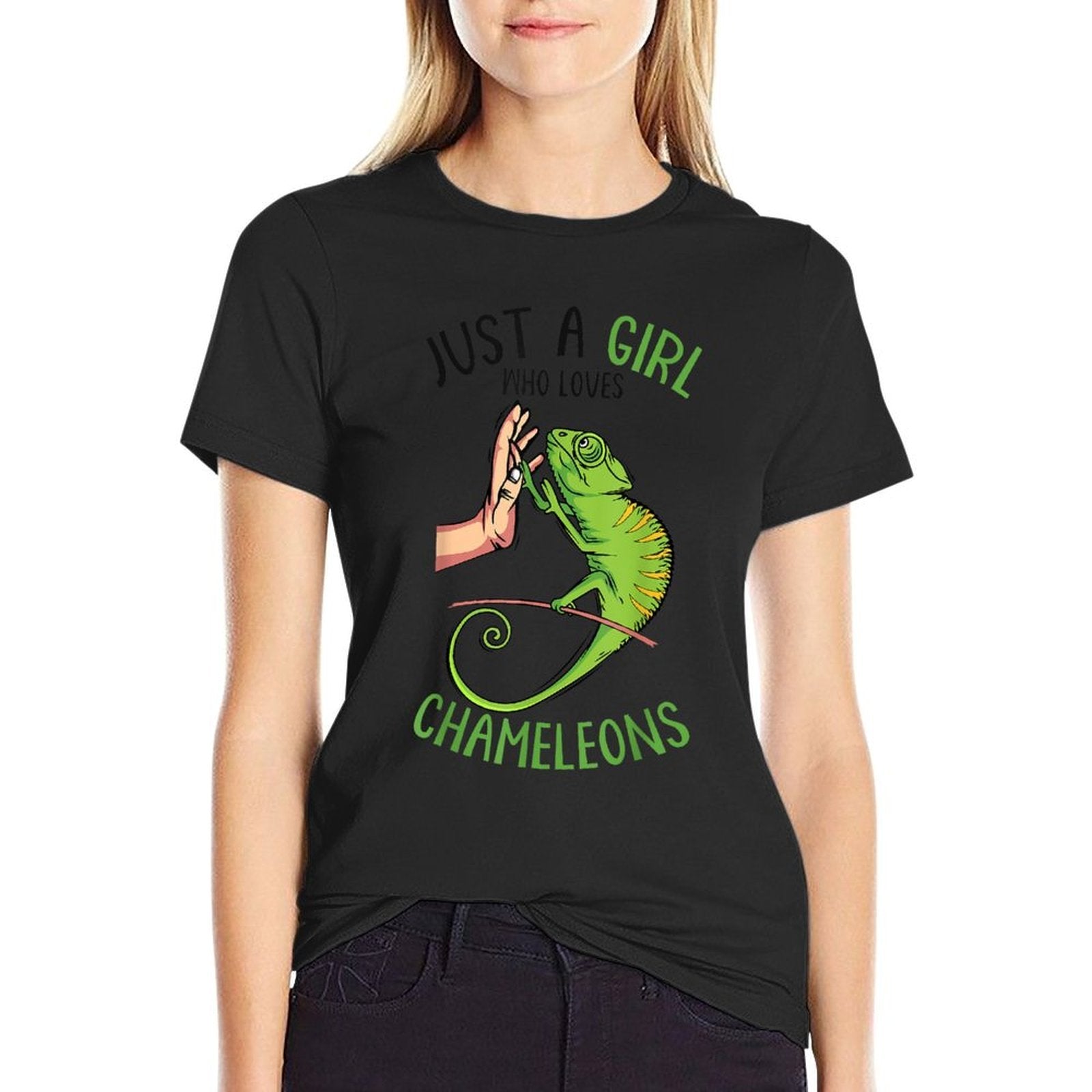 Just A Girl Who Loves Chameleons Lizard Women Girls Kids  Stretchy T-Shirt