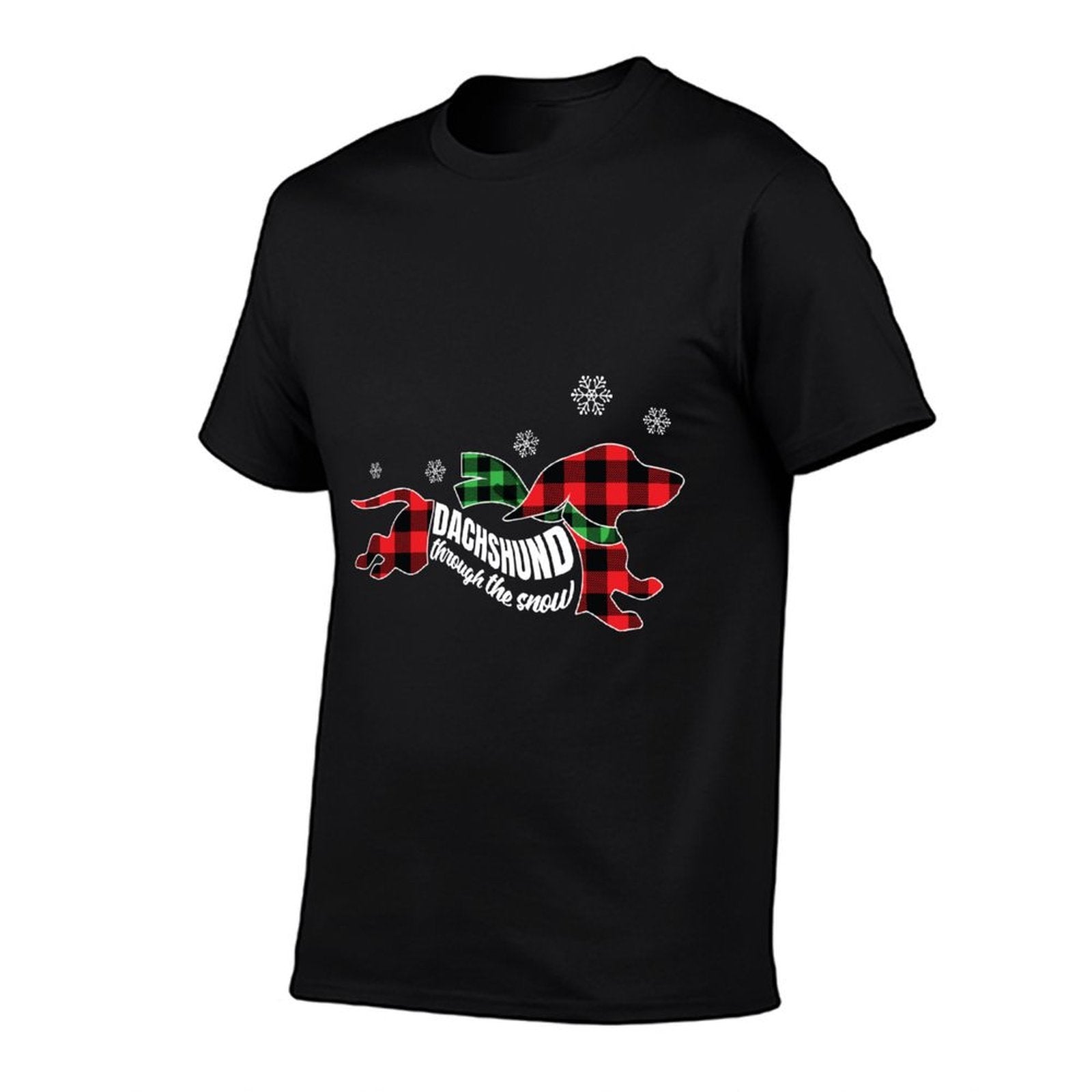 Dachshund Through The Snow Doxie Dog Plaid Christmas Gift  Breathable T-Shirt