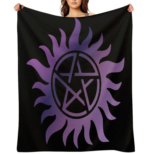 Purple Pentacle Black Comfort Throw Blanket