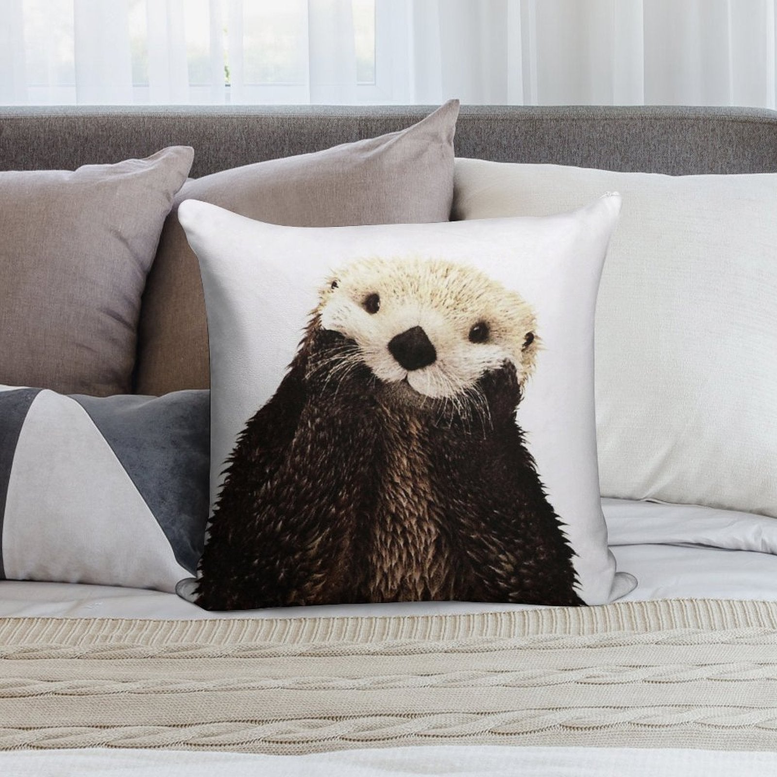 Otters Gonna Ott Soft Short Plush Fabric Throw Pillow
