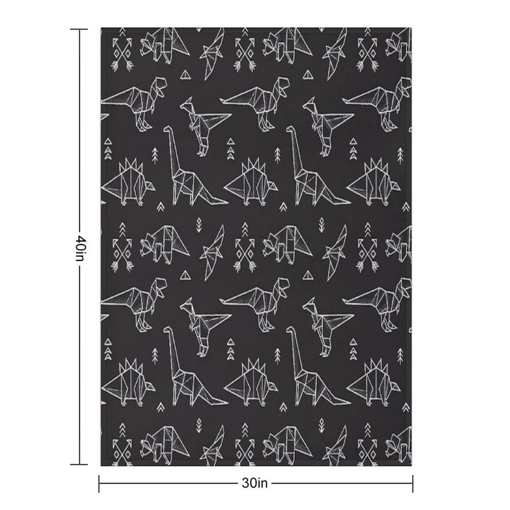 Black And White Origami Dinosaurs Multi-functional Throw Blanket