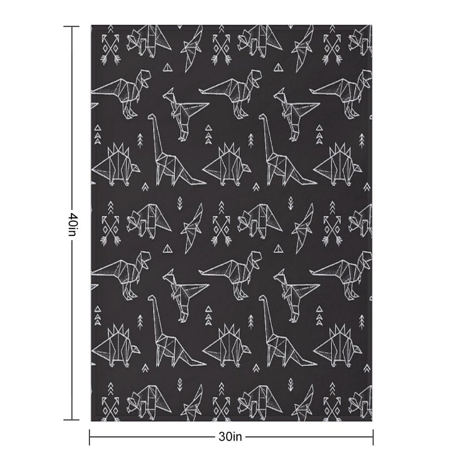 Black And White Origami Dinosaurs Multi-functional Throw Blanket