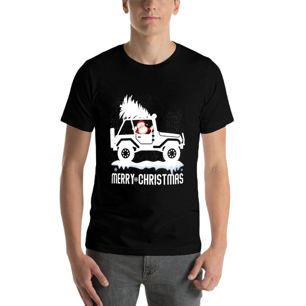 Santa In A SUV Christmas Tree - 4x4 Off-road Outdoor Trail  Oversized Silhouette T-Shirt