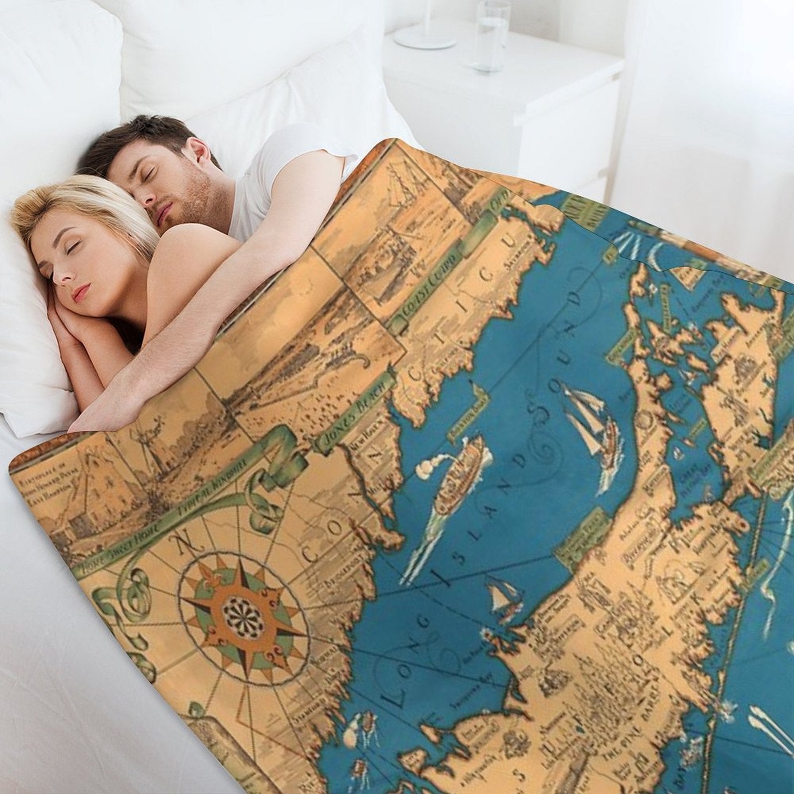 1953 Long Island Map - Special Gift Idea Comfort Throw Blanket