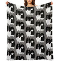 Black And White Parti Pomeranian  Cute Black And White Fluffy Dog Durable Throw Blanket