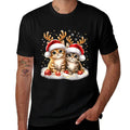 Cat Christmas Light Reindeer Santa  Breathable T-Shirt