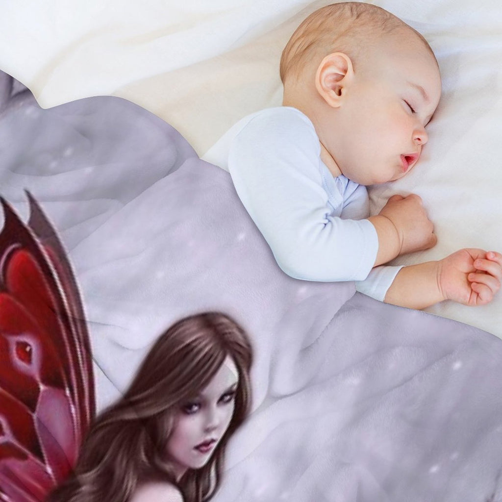 Winter Rose Butterfly Fairy Compact Throw Blanket