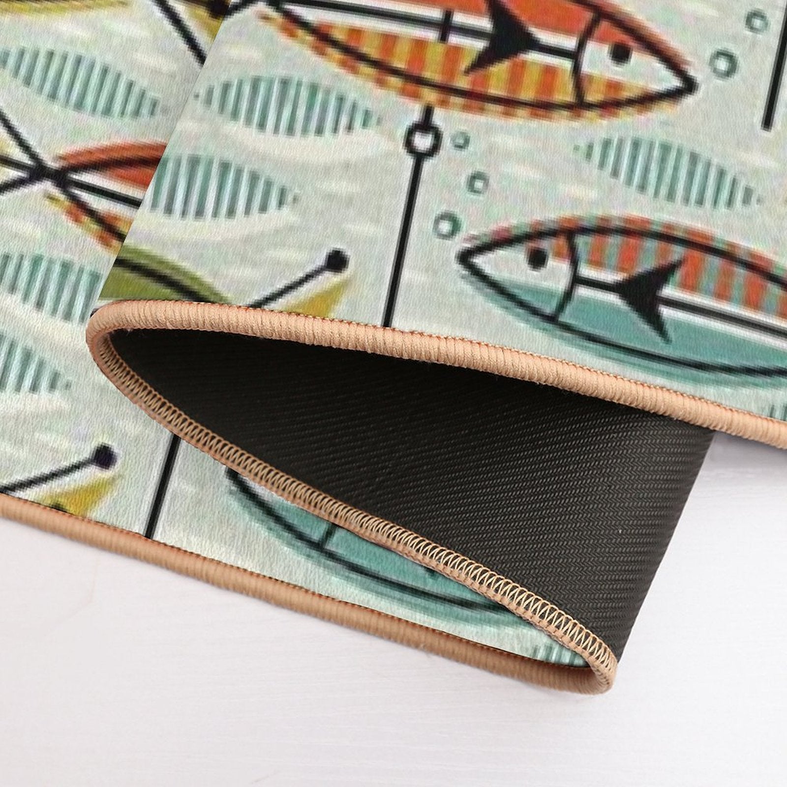 Retro Color Block Fish  Long-Lasting Bath Mat