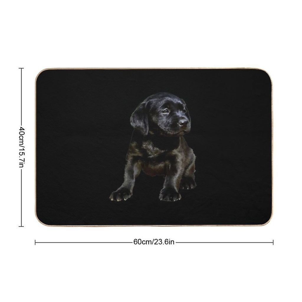 Adorable And Cute Black Labrador Sitting Puppy Vector  Non-Slip Bath Mat