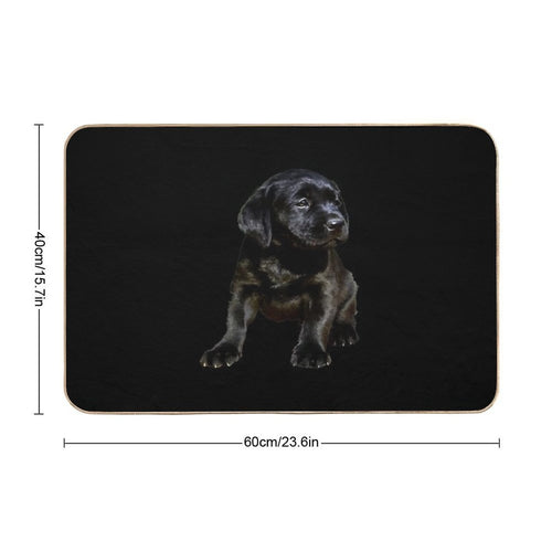 Adorable And Cute Black Labrador Sitting Puppy Vector  Non-Slip Bath Mat