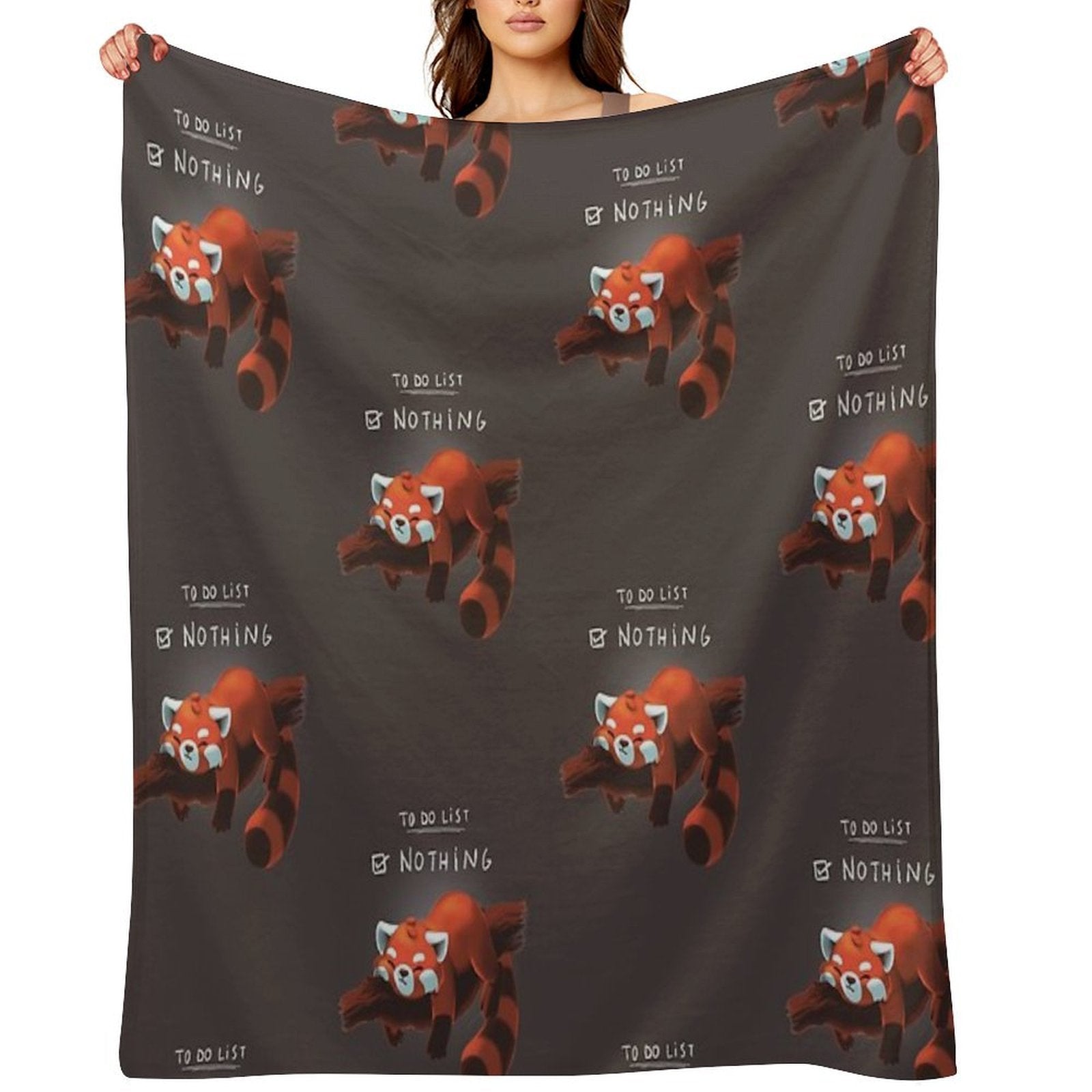 Red Panda Day - to Do List Nothing - Cute Fluffy Animal - Procrastinate Durable Throw Blanket