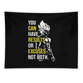 Results Vs Excuses - Vegeta Gym Motivational Tapestry