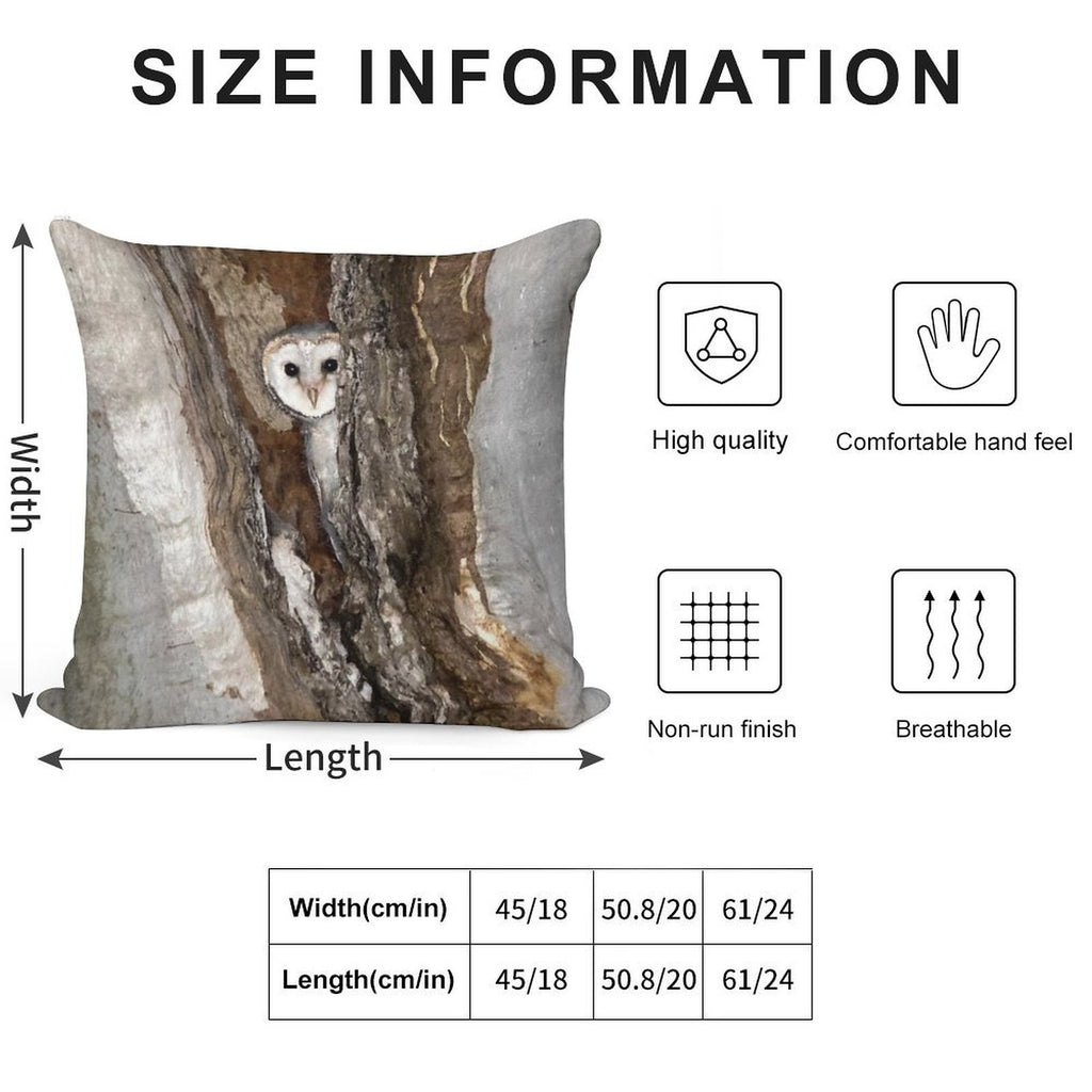 Barn Owl Peekaboo Soft Hidden Zipper Throw Pillow
