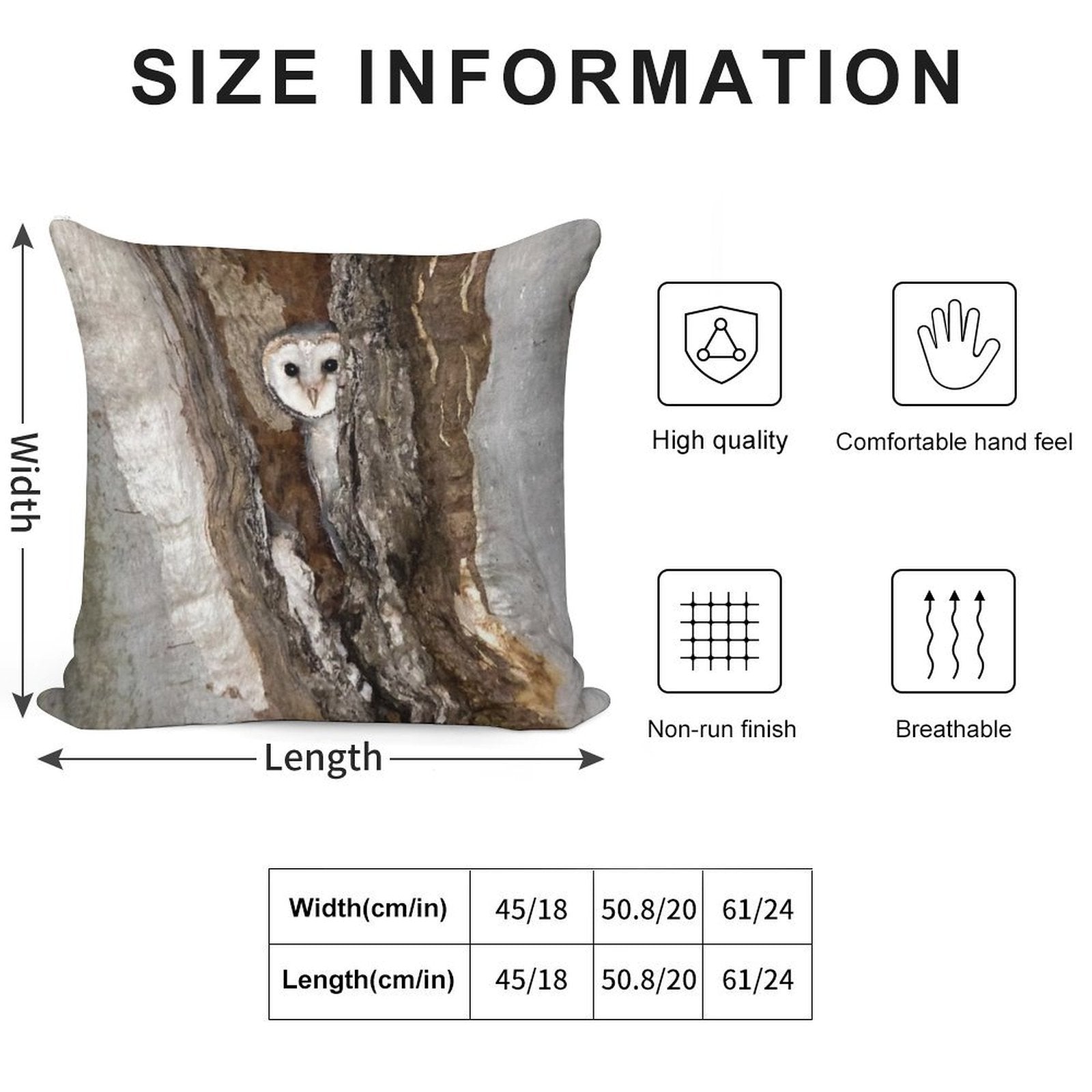 Barn Owl Peekaboo Soft Hidden Zipper Throw Pillow