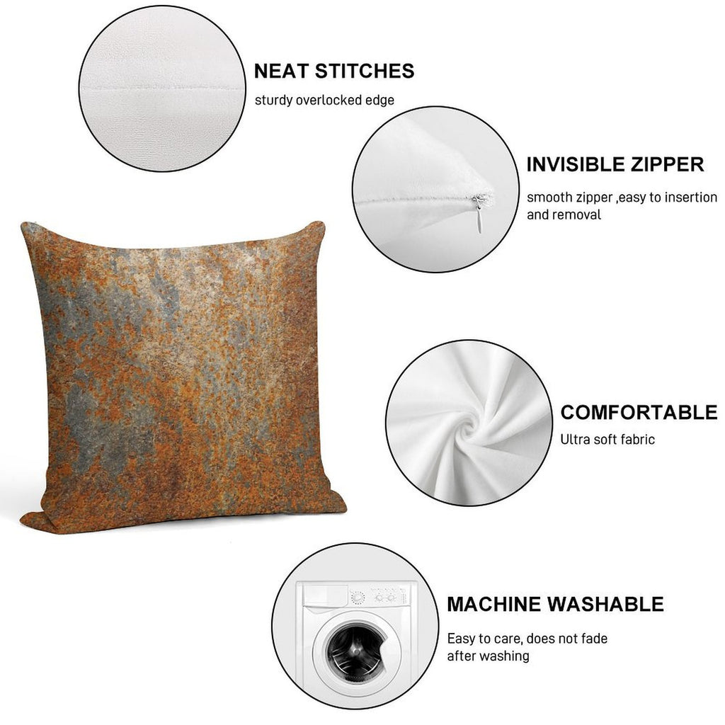 Rust Rusty Texture Soft Hidden Zipper Throw Pillow