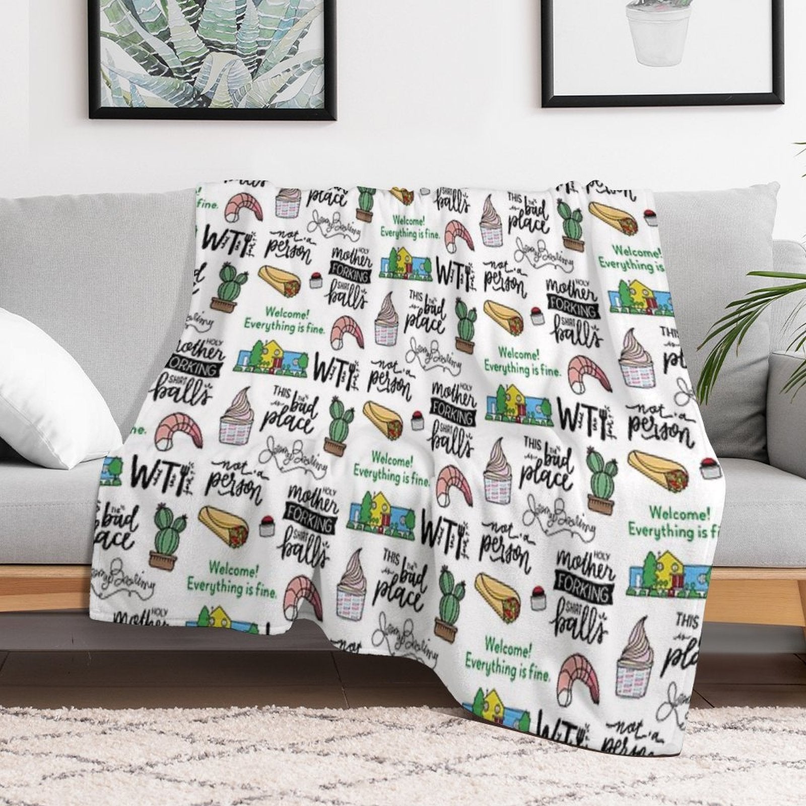 The Good Place TV Show Art Velvety-soft Throw Blanket