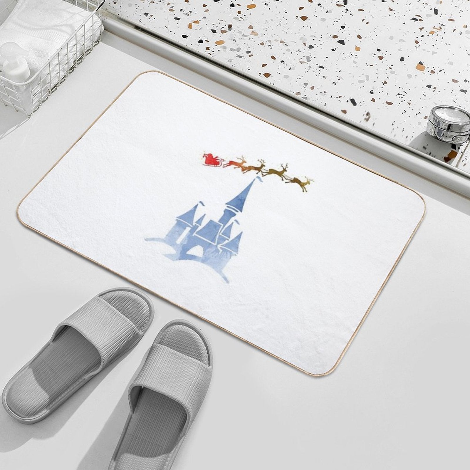 Christmas Castle Inspired Silhouette  Slip-Resistant Bath Mat