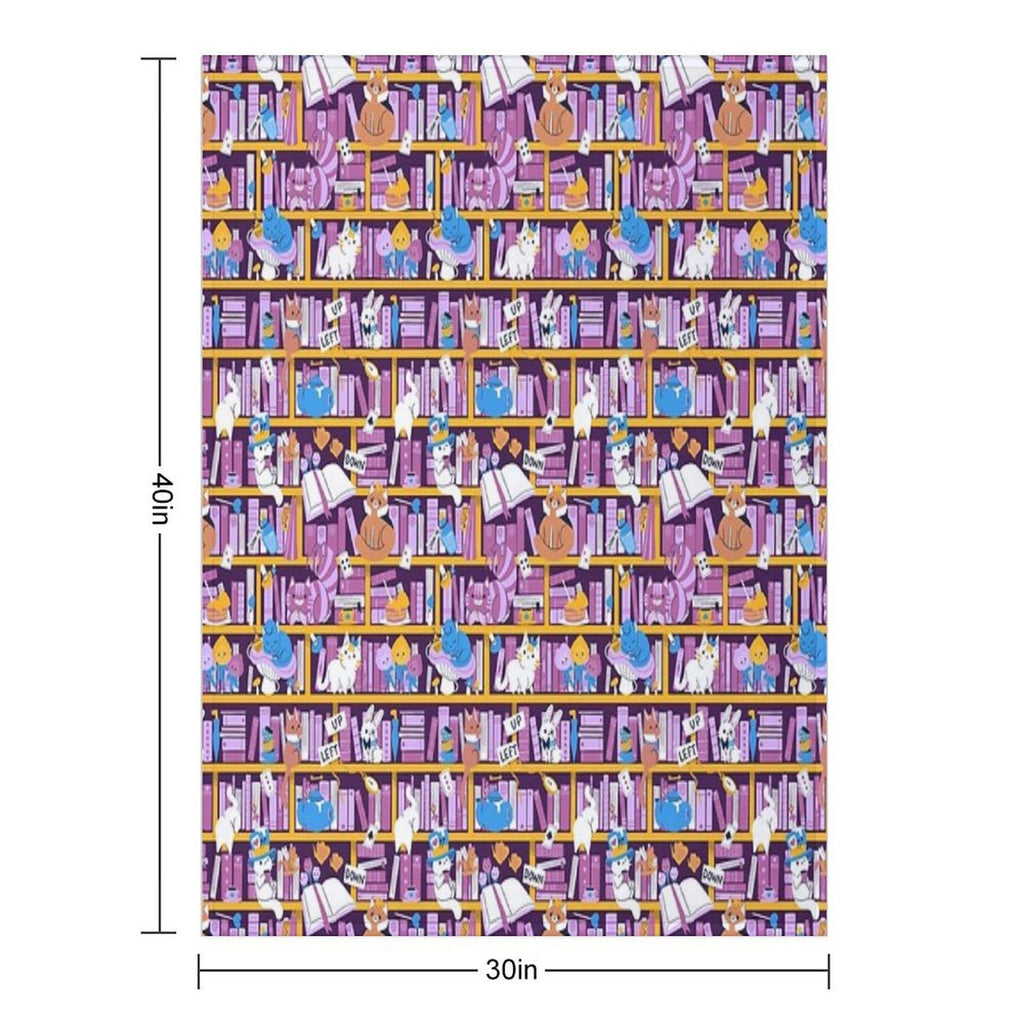 Library in Wonderland Sustainable Throw Blanket