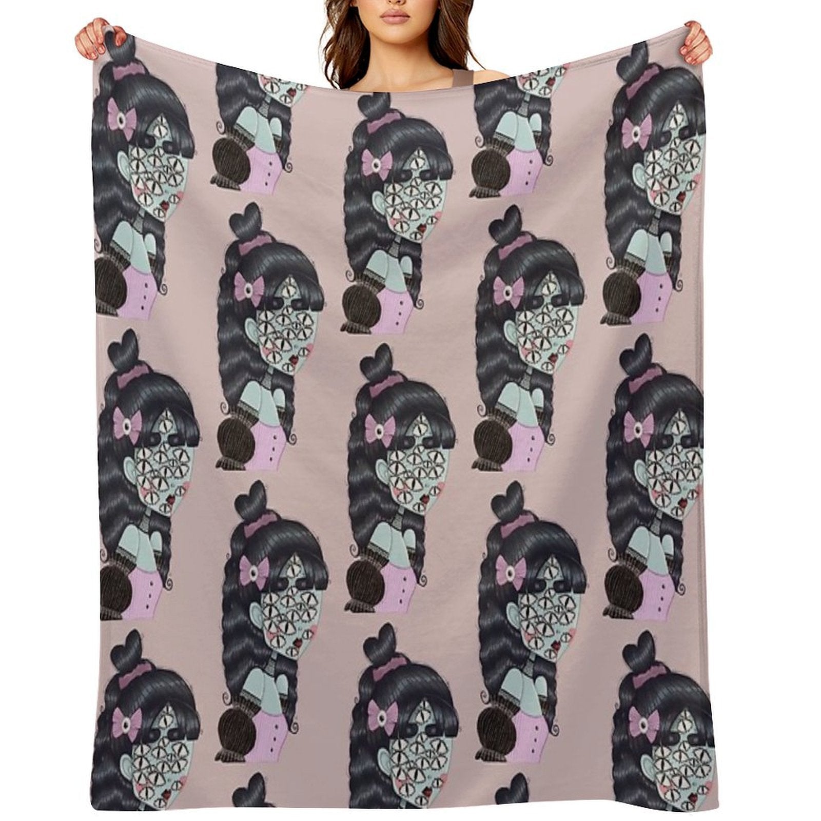 Pastel Goth Creature Illustration Easy Care Throw Blanket