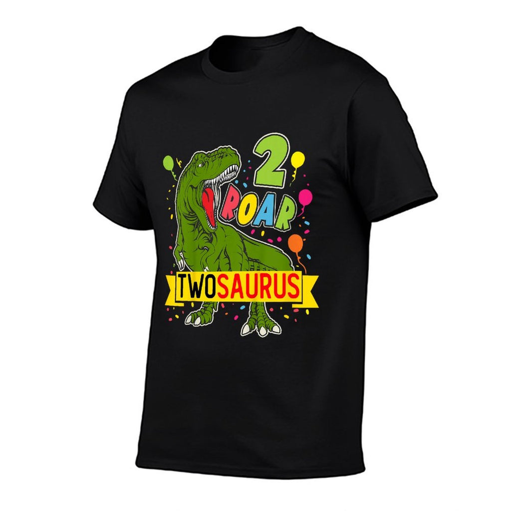 Kids 2nd Birthday Boy Dinosaur 2 Year Old TwoSaurus Second Bday  Heathered Texture T-Shirt