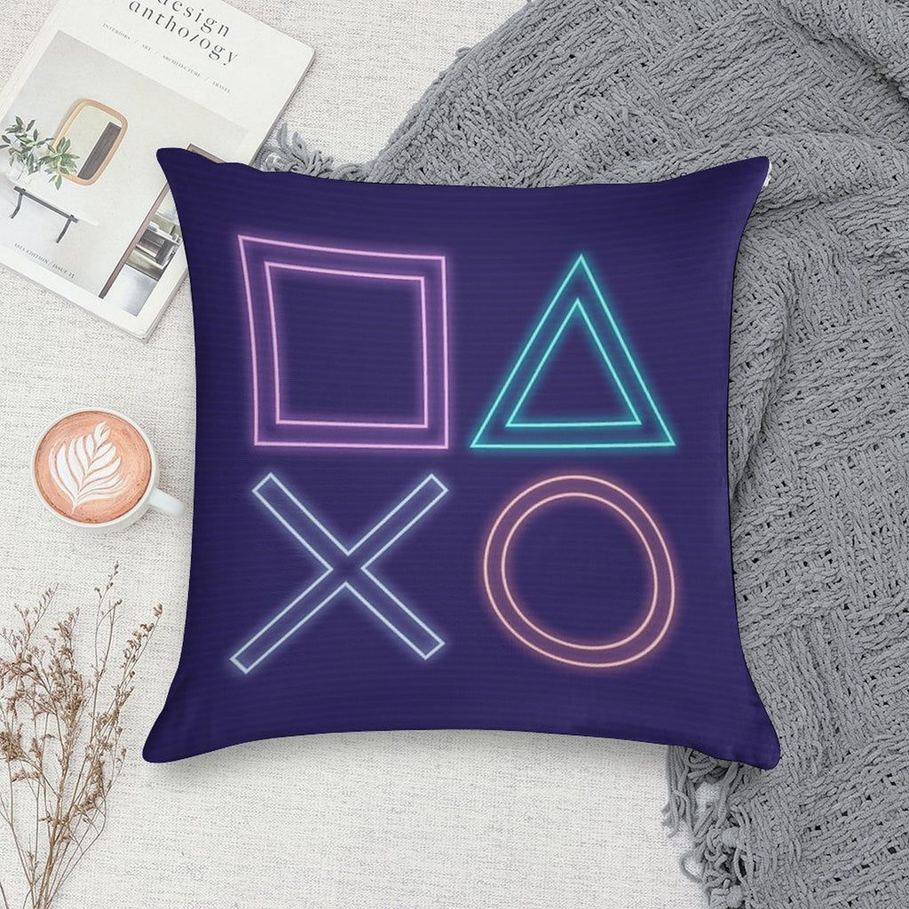 Playstation Buttons Synthwave Neon Game Pad Soft Style Accent Throw Pillow