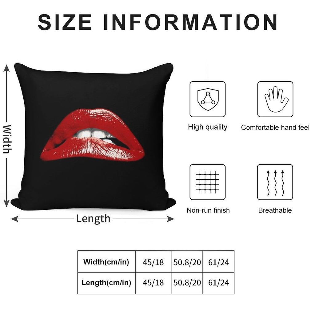 Rocky Lips Soft Short Plush Fabric Throw Pillow