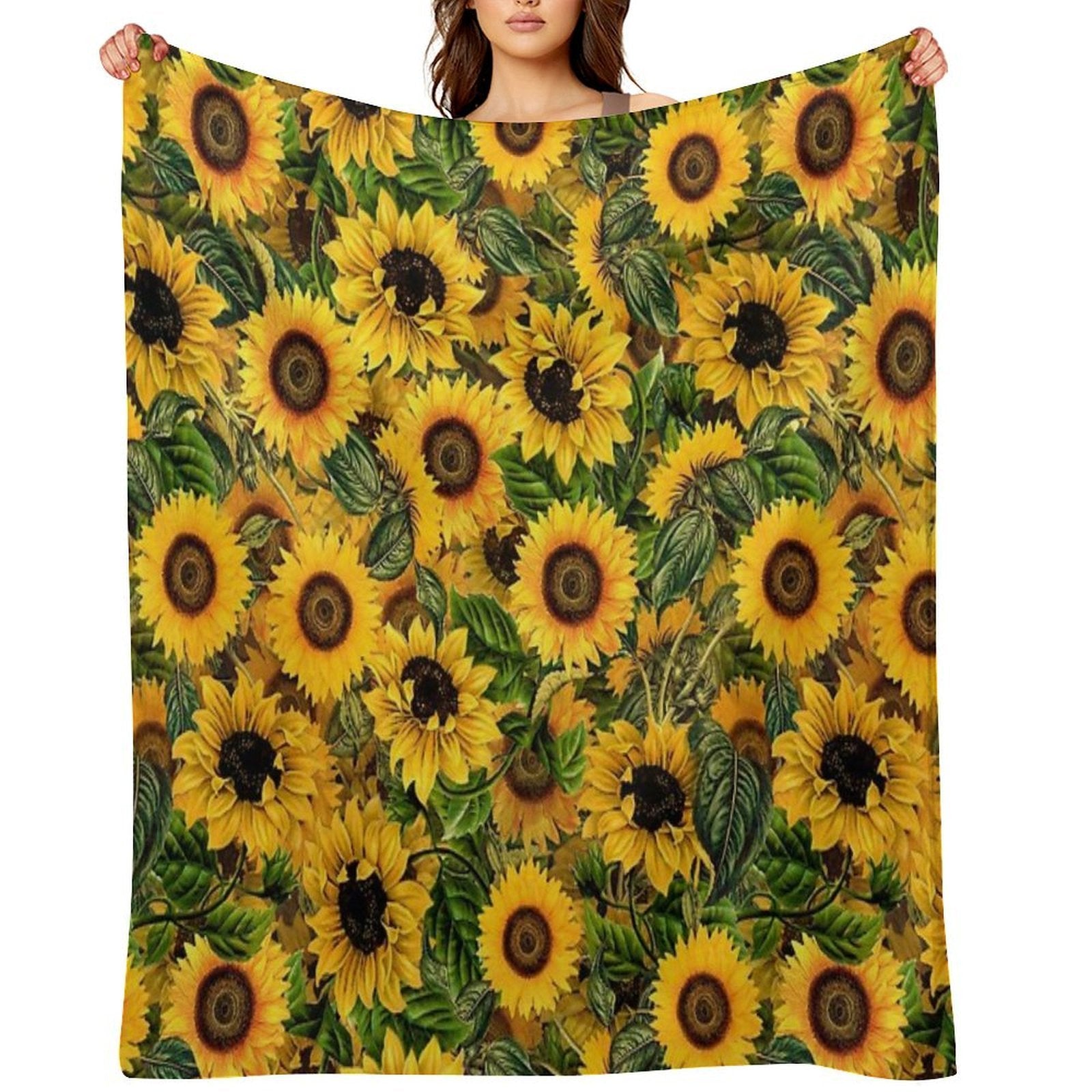 Vintage Sunflowers Pattern Nightgarden Shrink-resistant Throw Blanket