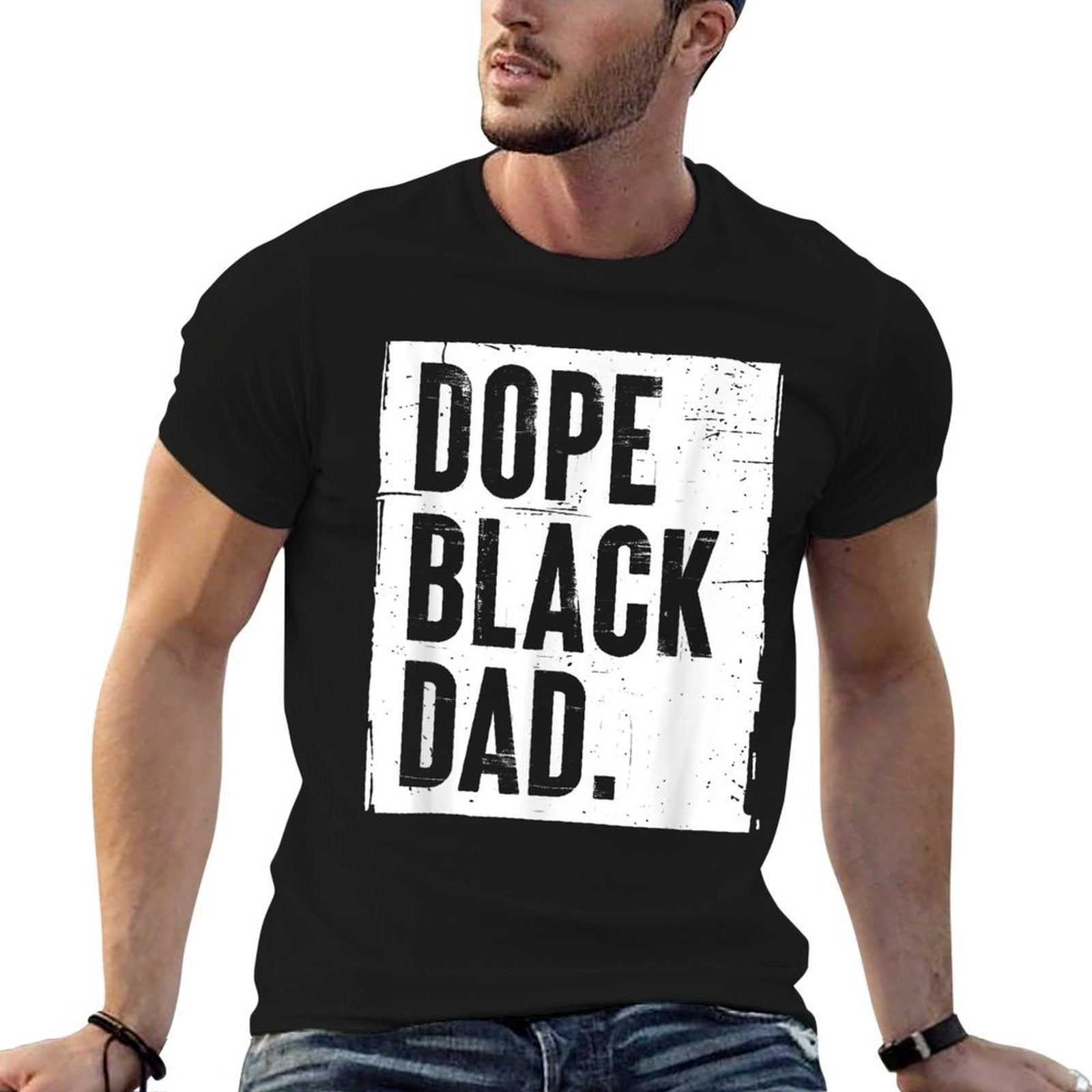 Dope Black Dad New Dad Fathers Day Gift African American Dad  Vintage-inspired T-Shirt