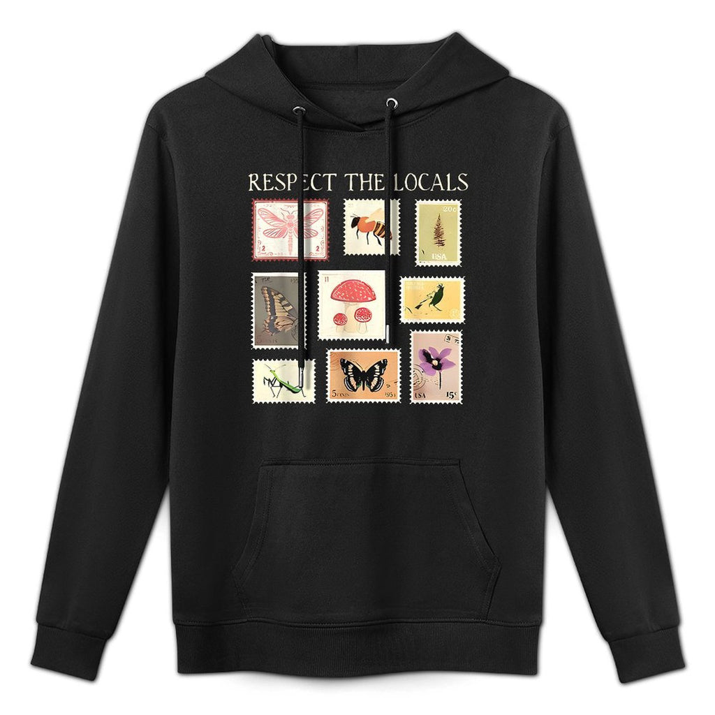 Respect The Locals Cute Nature Stamp With Butterflies Casual Wear Hoodie