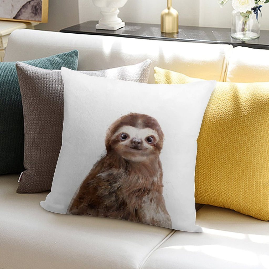 Little Sloth Soft Hidden Zipper Throw Pillow