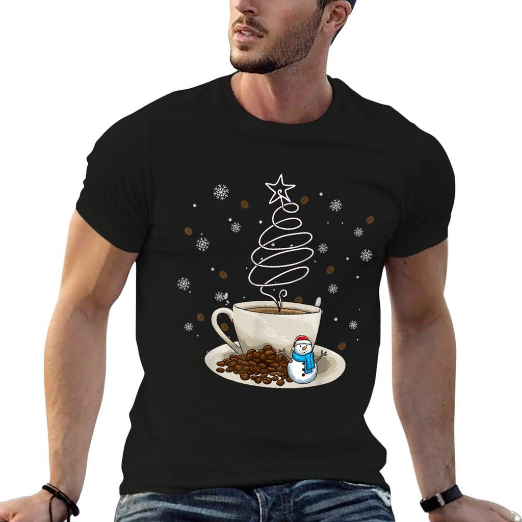 Fun Winter Snowman Holiday Coffee Drinker Barista  Tagless Design T-Shirt