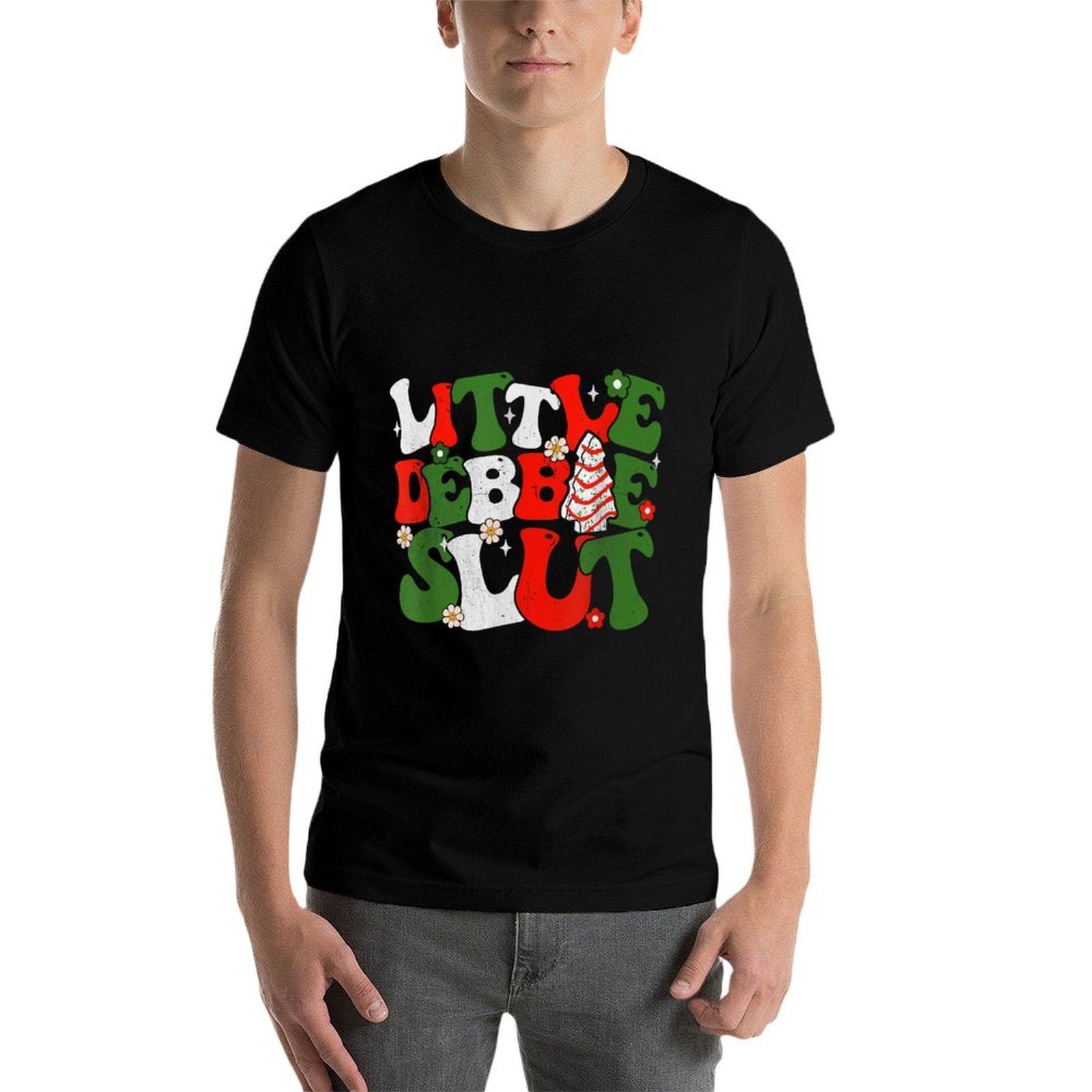 Debbie Slut Groovy Christmas Tree Cakes Xmas Men Women  High-quality Stitching T-Shirt