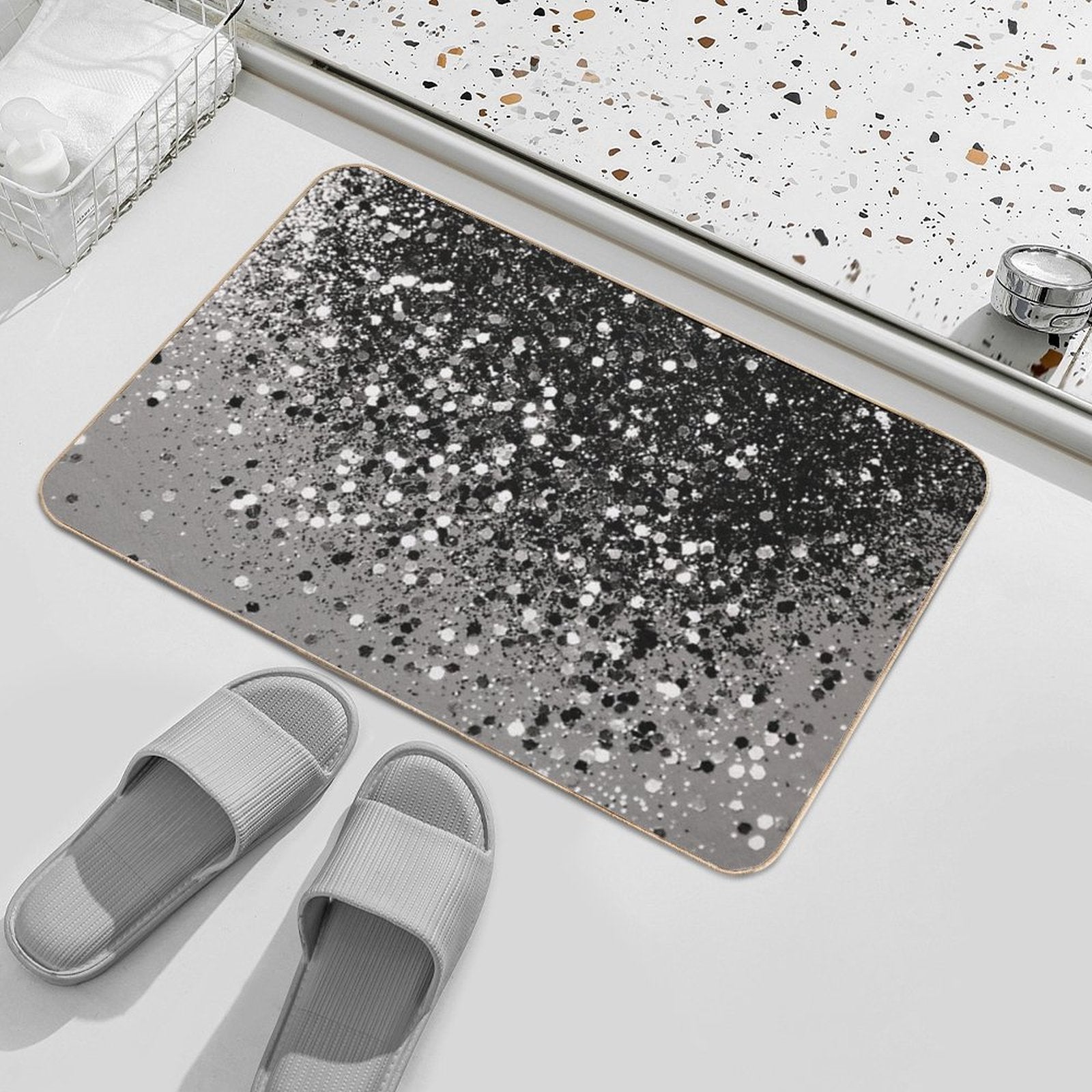 Silver Gray Glam #1 #decor #art (Photo of Glitter Only - Not Reflective)  Slip-Resistant Bath Mat