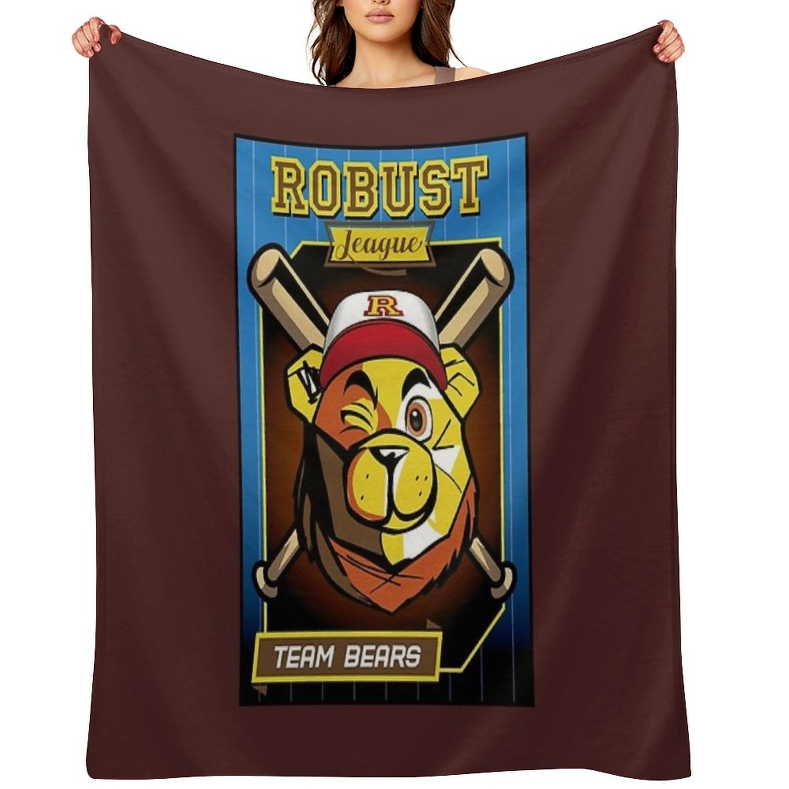 ROBUST BEAR BASEBALL CARD BEARS Machine-washable Throw Blanket