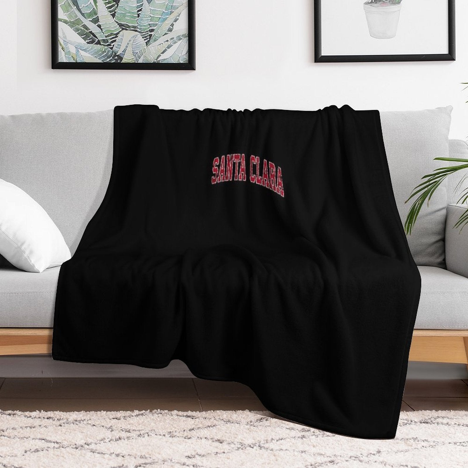 Santa Clara California CA Vintage Sports Design Red Design Compact Throw Blanket