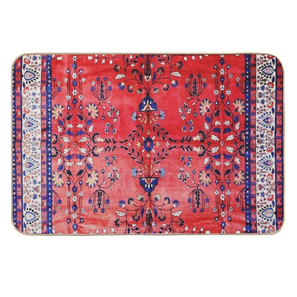 Antique Tabriz Persian Rug Print With Red Field  Pet-Safe Bath Mat