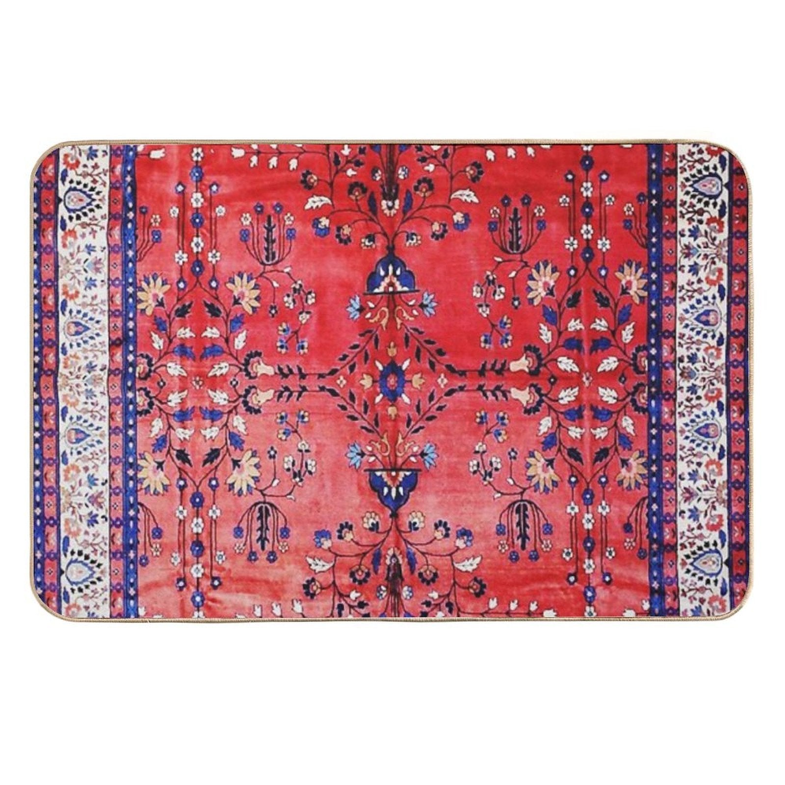 Antique Tabriz Persian Rug Print With Red Field  Pet-Safe Bath Mat