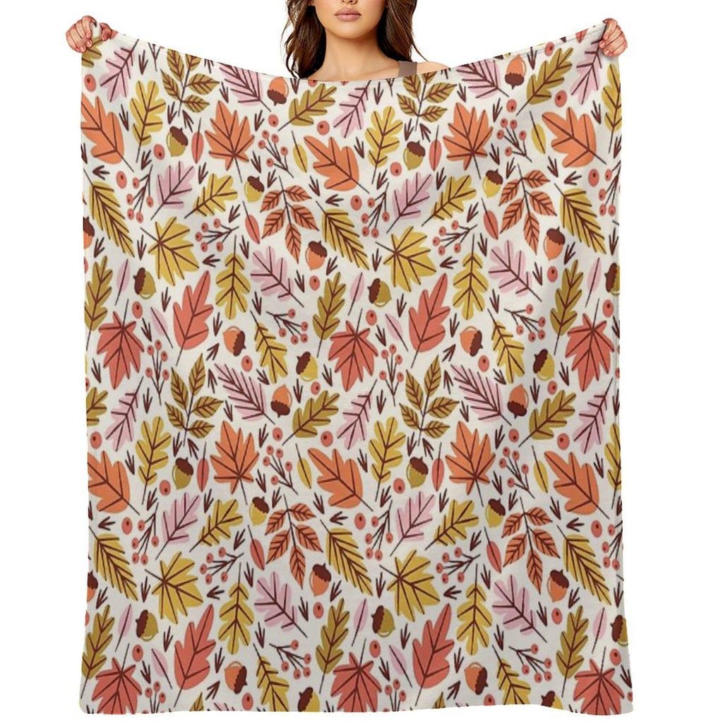 Leaves & Acorns Wrinkle-free Throw Blanket