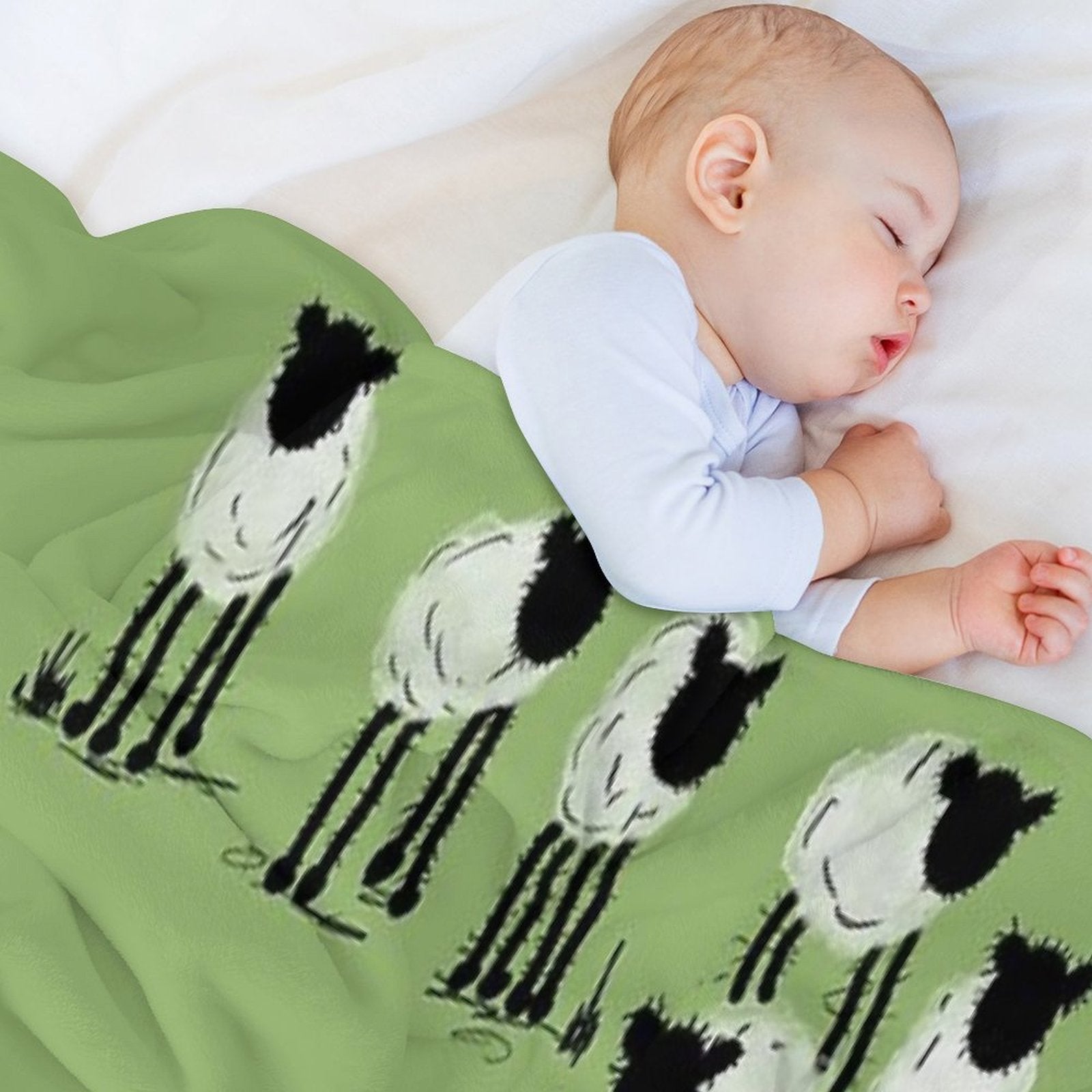 Inky Sheep on Green Gift-ready Throw Blanket