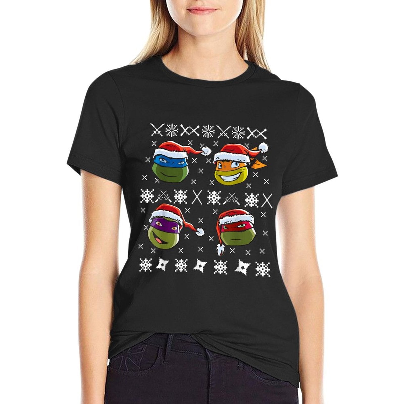Teenage Mutant Ninja Turtles Christmas Sweater  Ribbed Collar T-Shirt