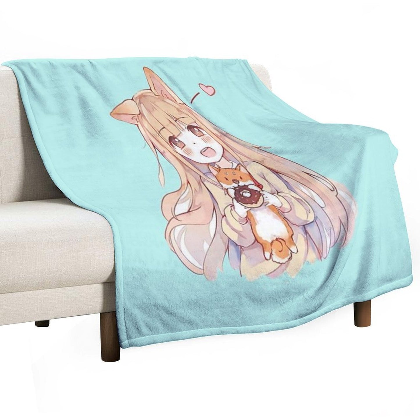 Kawaii Anime Girl Easy Care Throw Blanket