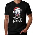 Merry Pitmas Pitbull Dog Christmas Lights Santa Hat  Vintage-inspired T-Shirt