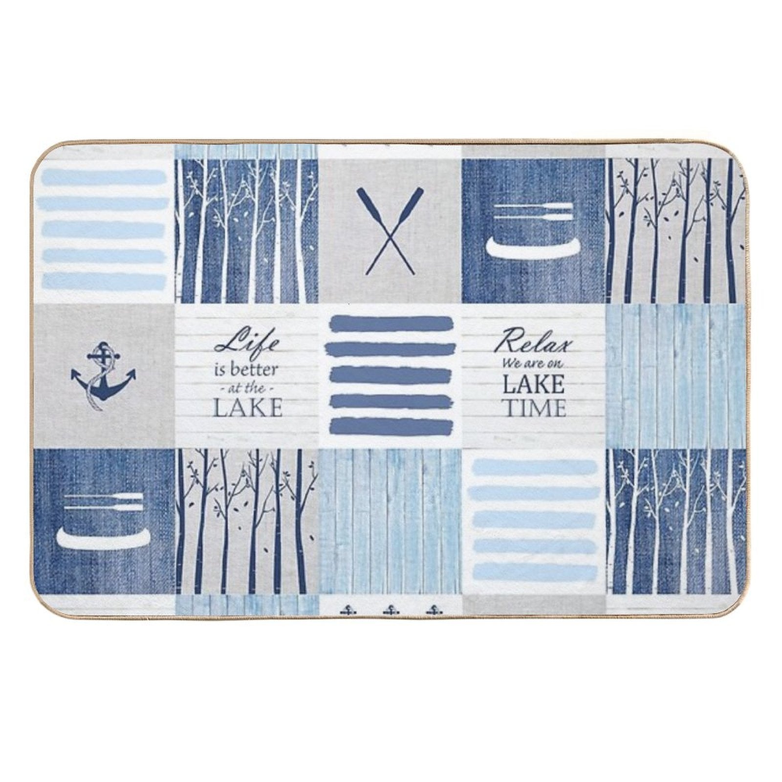 Life Is Better at The Lake Patchwork  Stain-Proof Bath Mat
